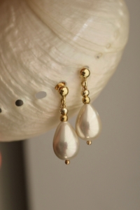 Kolczyki z perłą łezka, sea shell Talisme