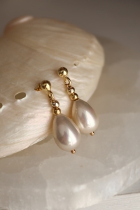 Kolczyki z perłą łezka, sea shell Talisme