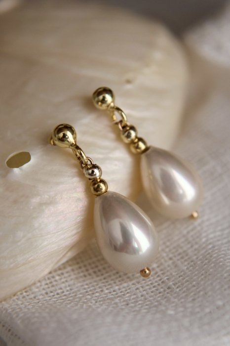 Kolczyki z perłą łezka, sea shell Talisme